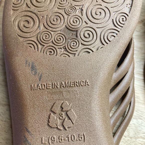 Okabashi Venice Jelly Slides Woven Straps Sz L Chocolate Brown Made in USA - Picture 6 of 8